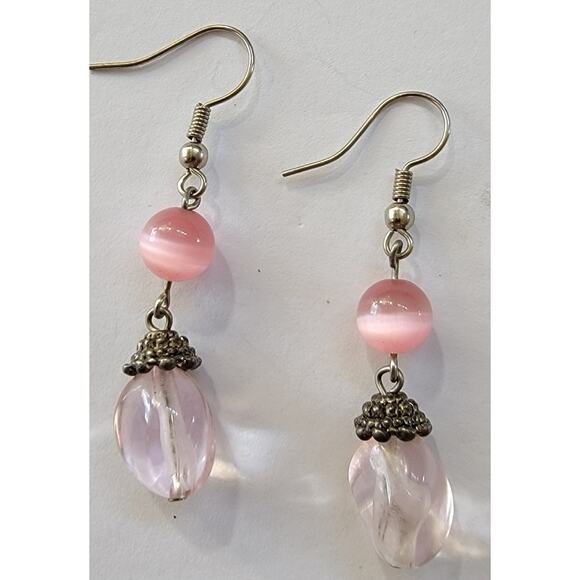Pink Glass Bead Earrings - Picture 5 of 6